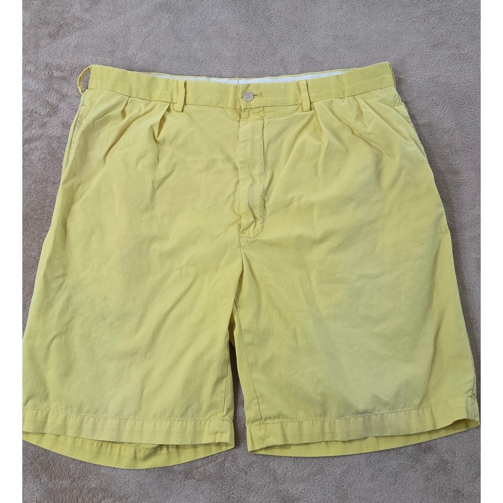 Polo Golf Ralph Lauren Vtg Fairway Shorts Double Pleated Mens 35 yellow cotton